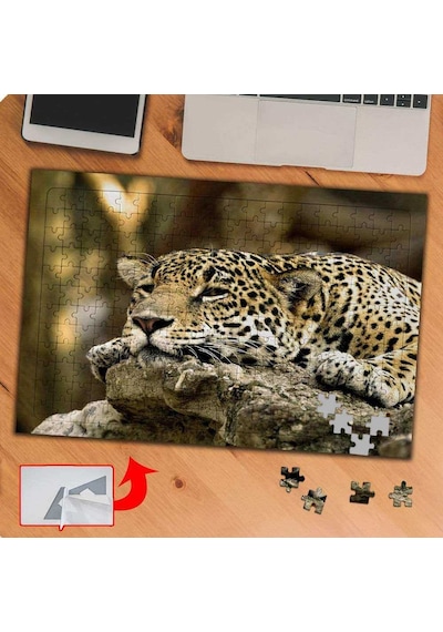 Dinlenen Leopar Vahşi Hayvan 240 Parça Puzzle Yapboz Tablo-p120