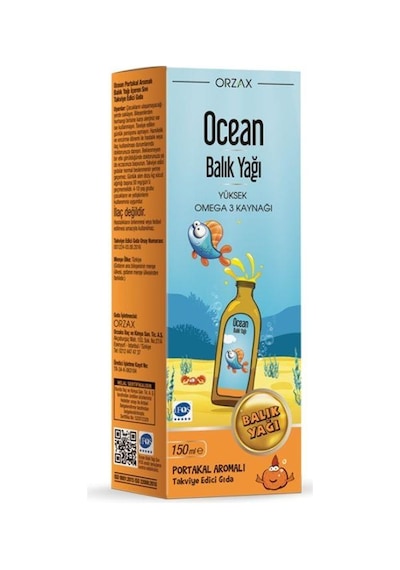 Ocean Portakal Aromalı Balık Yağı 150 ML + Matara