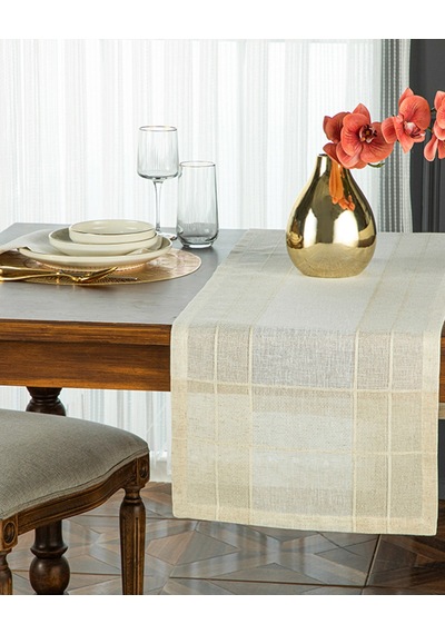 Luxe Keten Runner Bej Bej