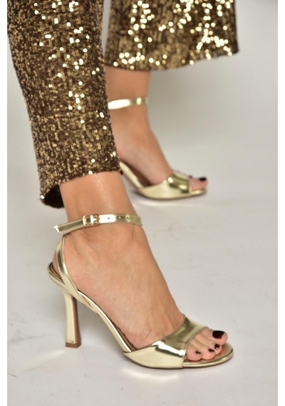 Fox Shoes Y997264609 Altın Kalın Topuklu Kadın Ayakkabı Altın