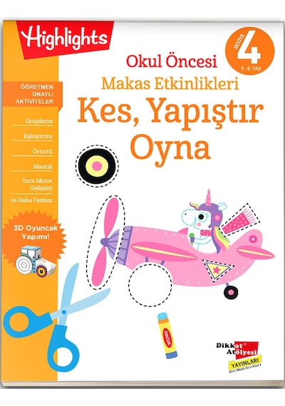 Okul Öncesi Makas Etkinlikleri Kes, Yapıştır, Oyna 4'lü Set