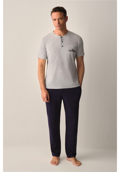 Suwen Anchor Erkek Pijama Takımı Sh26712660556 Koyu Lacivert