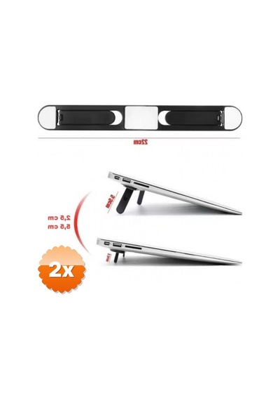 2 Adet Siyah 2 Kademeli Katlanabilir Ve Yapışkanlı Laptop Standı