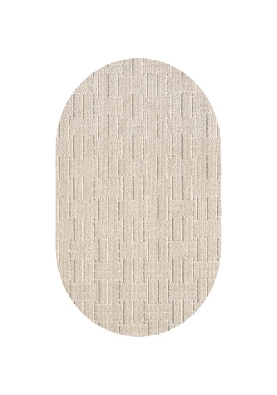 Salon Halısı Krem Kaymaz Taban Yumuşak Oval