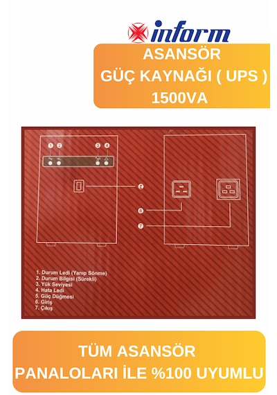 İnform Asansör Güç Kaynağı Lift 1500va Asansör Ups