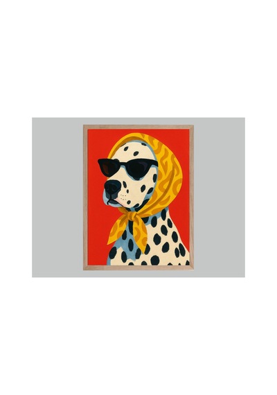 Sevimli Köpek Doğal Ahşap Çerçeveli Tek Parça Dekoratif Tablo Çok Renkli - 820356129 Çok Renkli