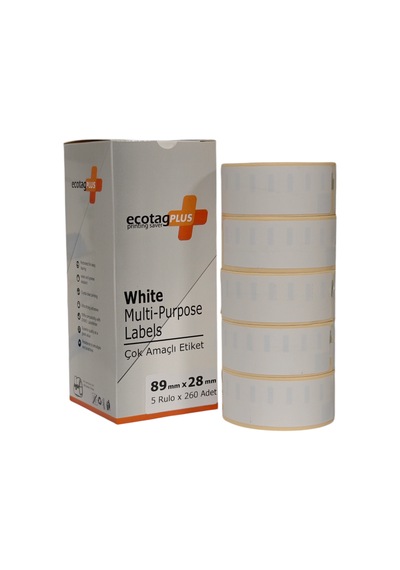 Ecotagplus Dymo Muadili Etiket - 89 Mm X 28 Mm - 5 X 260 Adet - Eko Paket - 99010 1