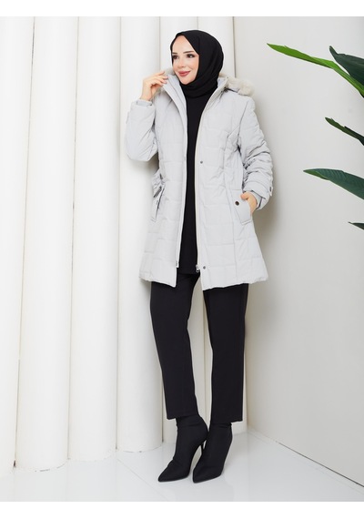 Eslemnur Nova Kumaş Şişme Mont 85cm Krem