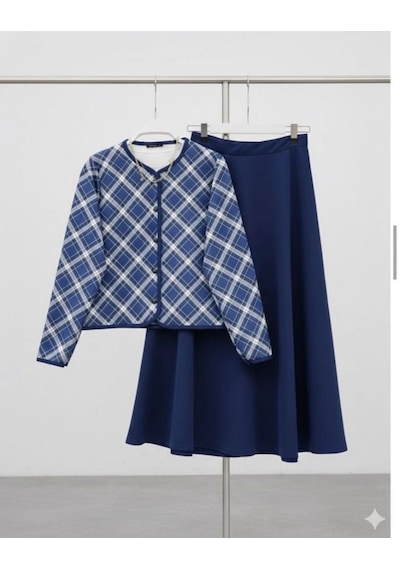 Lovie Moda Kadın Kare Desenli İkili Takım Lacivert