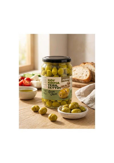 Köy Kırma Yeşil Zeytin 400 Gr 321/350 Xs Cam Kavanoz
