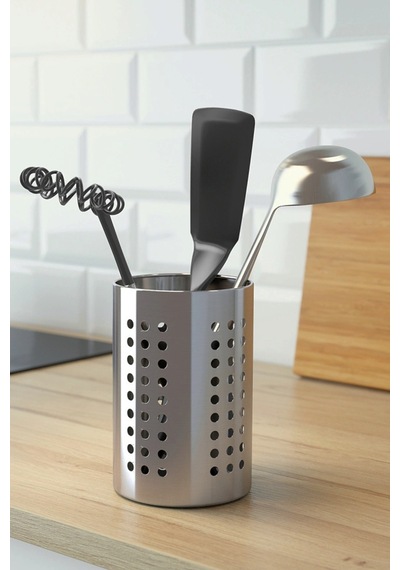 Tezgah Üstü Metal Silindir Kaşıklık - 14cm