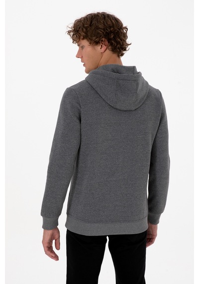 U.S. Polo Assn. Erkek Regular Fit Kapüşonlu Şardonlu Antrasit Melanj Basic Sweatshirt 50315582-VR081