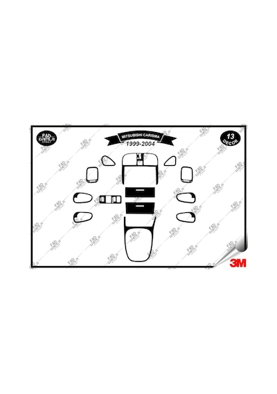 Mitsubishi Carisma 1999-2004 Torpido Konsol Trim Göğüs Maun Kaplama Set 13 Parça Siyah