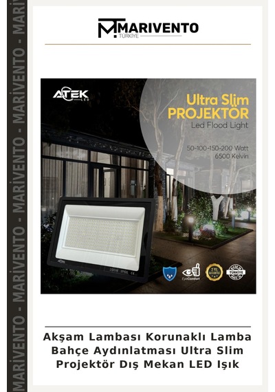 Akşam Lambası Korunaklı Lamba Bahçe Aydınlatması Ultra Slim Projektör Dış Mekan Led Işık