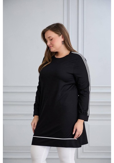 Esra Butik78 Kristal Kumaş Şerit Detaylı Tesettür Tunik 90 Cm Rahat Kalıp Günlük Şık Tunik Siyah Esra Butik78 Kristal Kumaş Şerit Detaylı Tesettür Tunik 90 Cm Rahat Kalıp Günlük Şık Tunik Siyah