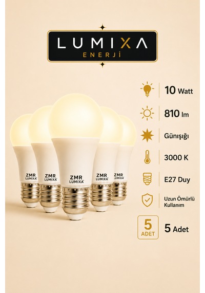 10 Watt 810 Lm Günışığı Renk Ampul 5 Adet