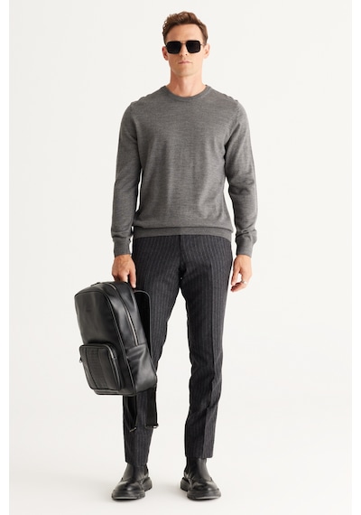 AC&Co / Altınyıldız Classics Erkek Grı Melanj Standart Fit Normal Kesim Bisiklet Yaka Triko Kazak Gri Melanj AC&Co / Altınyıldız Classics Erkek Grı Melanj Standart Fit Normal Kesim Bisiklet Yaka Triko Kazak Gri Melanj