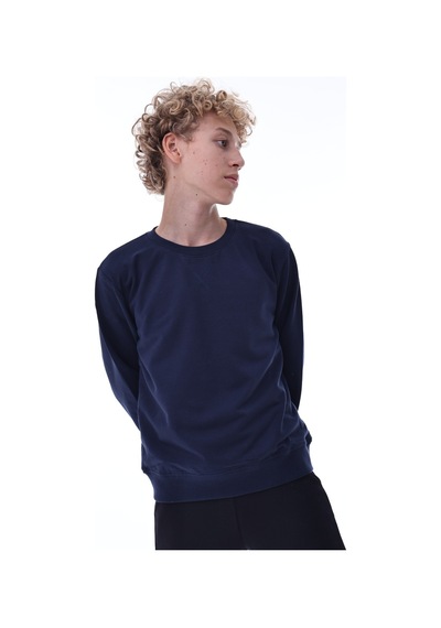 Lacivert Erkek Çocuk Sweatshirt Pamuklu Rahat Kalıp Günlük Model Lacivert