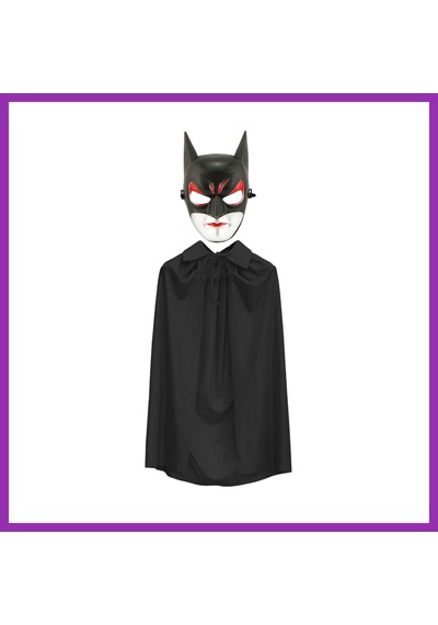 Bezos Batman Maskesi Cat Woman Ve Batman Pelerini 90 Cm Siyah Renk Set Bty Diğer