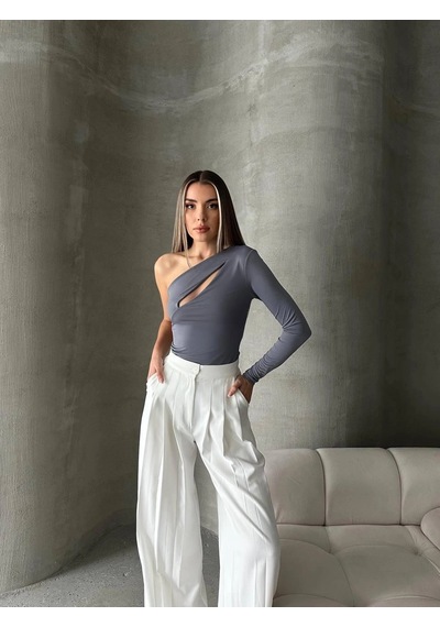 Kadın Antrasit Çıtçıtlı Body
