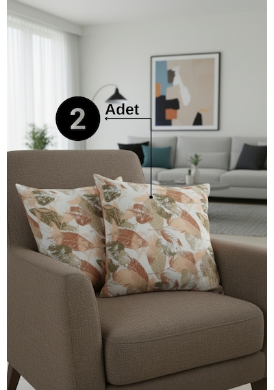 Chevron Bohem Dekoratif Punch Yastık Kırlent Kılıfı 2 Adet 45x45 Sonbahar Rüyası Yeşil 45 x 45