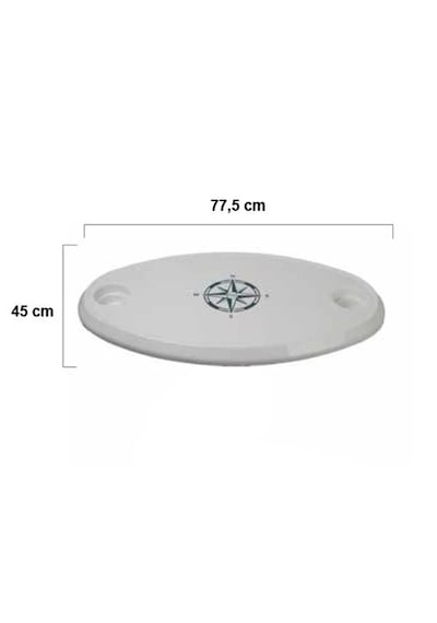 Plastik Tekne Masası. Karavan Masa. 45x78cm. Oval Tabla