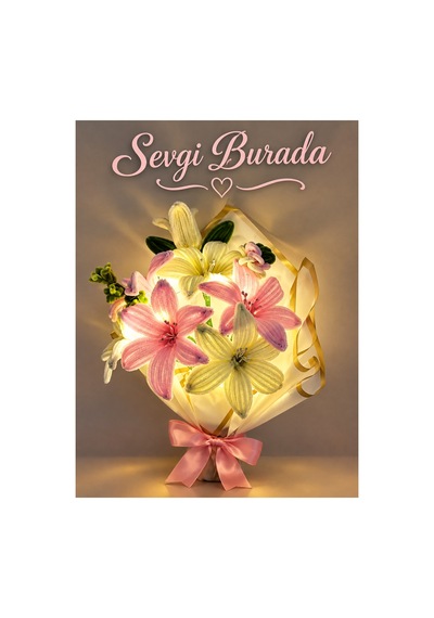 Işıklı Pembe Beyaz Buket Pembe - 937183654 Pembe
