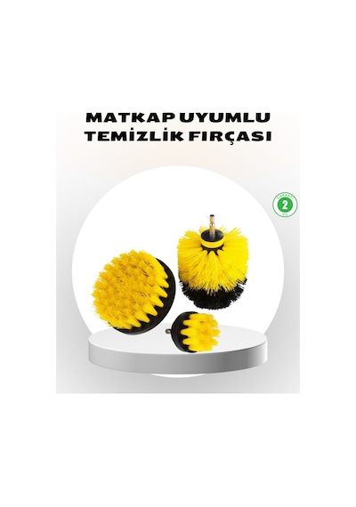 3 Lü - 748 - Matkap Ucu Fırça Seti Derinlemesine Temizlik, Tüm - Spt-gld - Yüzeylerle Uyumlu