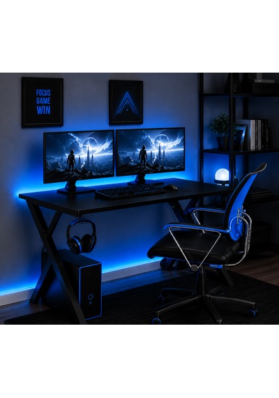 Rgb Led Aydınlatmalı Oyuncu Ve Çalışma Masası Kumandalı 7 Renk Işıklı Bilgisayar Masası Mat Siyah Rgb Led Aydınlatmalı Oyuncu Ve Çalışma Masası Kumandalı 7 Renk Işıklı Bilgisayar Masası Mat Siyah