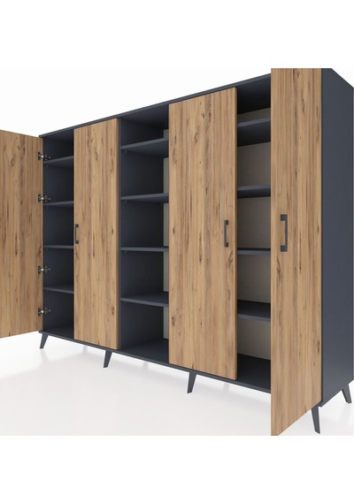 Hyperion Dolap 12 Raflı 4 Kapaklı 220x44x163 Antrasit-çam/antrasi Antrasit-çam/antrasit Hyperion Dolap 12 Raflı 4 Kapaklı 220x44x163 Antrasit-çam/antrasi Antrasit-çam/antrasit