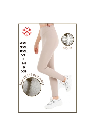 Missmaral Kadın Kışlık Içi Polarlı Yüksek Bel Toparlayıcı Tayt Lacivert Curve High Waist Fleece Winter 1041 Taş