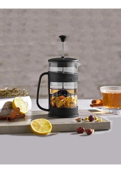 French Press Ateşe Dayanıklı Bitki Demliği Siyah