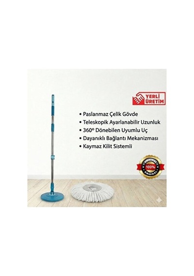 Motek Turbo Mop Yedek Sap 130 Cm Kaymaz Kilit Sistemli Sy-01