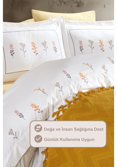 Elart Daisy Pike Yatak Örtüsü %100 Pamuk Püsküllü 220x240 Cm Sarı