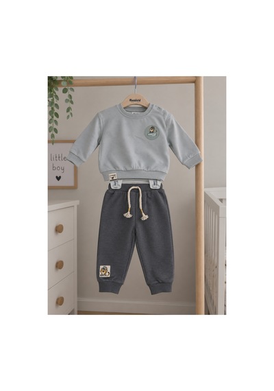 Miniworld Erkek Bebek İkili Takım 18885 18900 Açık Gri Açık Gri