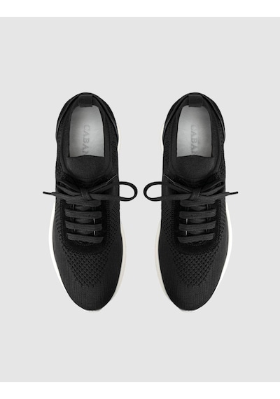 Siyah Triko Hakiki Deri Kadın Sneaker Ayakkabı