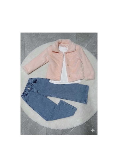 Bubiee Baby Kız Çocuk Pembe Pelüş Ceket Kısa Kollu Fitilli Body Ve Jean Pantolon 3'lü Takım Çok Renkli Bubiee Baby Kız Çocuk Pembe Pelüş Ceket Kısa Kollu Fitilli Body Ve Jean Pantolon 3'lü Takım Çok Renkli
