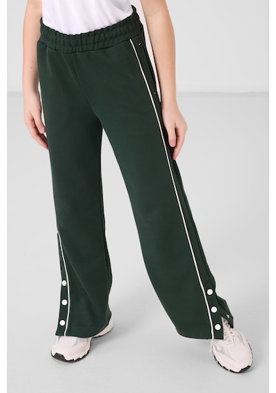 Tommylife Ekru-çam Yeşil O Yaka Baskılı Geniş Paça Çıt Çıt Detaylı Kız Çocuk Palazzo Eşofman Takım - 75172 Ekru/çam Yeşil Ekru - Çam Yeşil