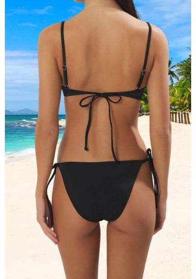 Ersefa Tasarım Bikini Takımı Klora Dayanıklı Su Sporları İçin Şık Detayl Siyah