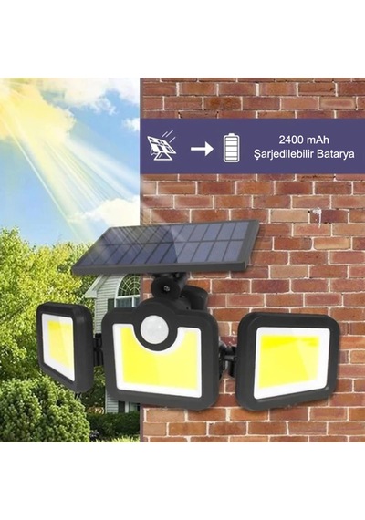 Güneş Enerjili Hareket Sensörlü, 3 Taraflı 171 Cob Led Aydınlatma/gt-sl15