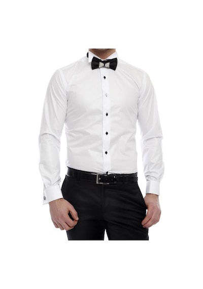 Efor Slim Fit Duble Manşet Ata Yaka Beyaz Damatlık Smokin Gömlek Gk 360 Beyaz