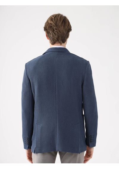 Dufy Mavi Erkek Slim Fit Mono Yaka Ceket - 95376 Mavi