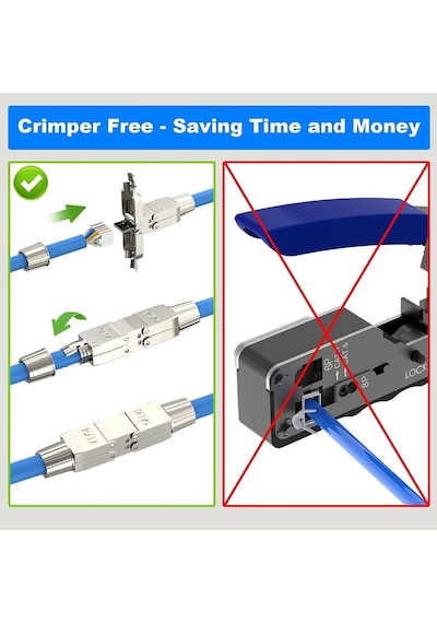 Cat7 Cat6 Cat6a Rj45 Kablo Birleştirici Ağ Kablosu Uzatma Aparatı