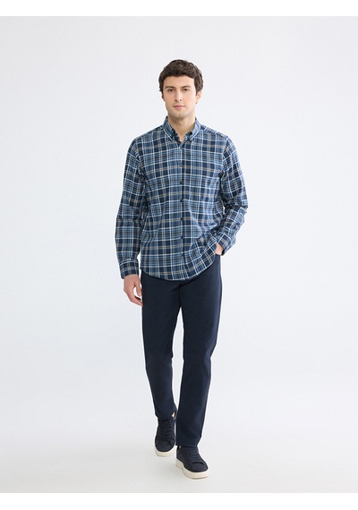 Lcwaıkıkı Classic Lacivert Regular Fit Ekose Desenli Gabardin Erkek Gömlek