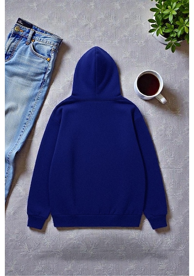 Uyguntarz Unisex Future Baskılı Oversize Sweatshirt Mavi
