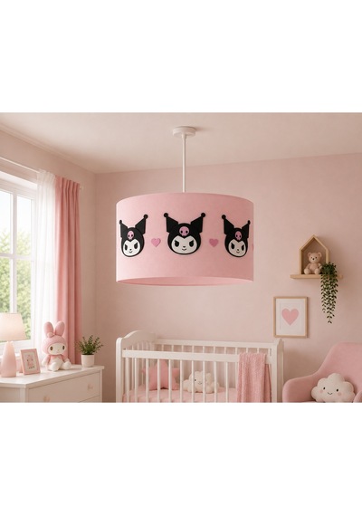 Kuromi Bebek Odası Avizesi El Yapımı Çocuk Odası Aydınlatma 30x20 Cm Lila Siyah Dekoratif Avize Mor