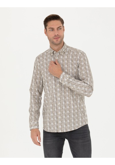 Pierre Cardin Erkek Haki Desenli Gömlek 50273550-vr027 Haki