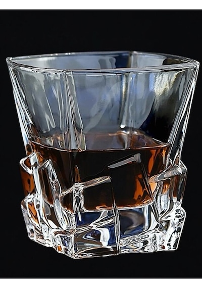 2 Adet Premium Kristal Kesim Viski Bardağı - 300 Ml El Yapımı Bourbon Ve Kokteyl Kadehi Şeffaf