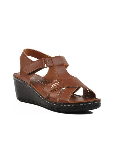 Taba Topuklu Kadın Sandalet 673572 Z Taba