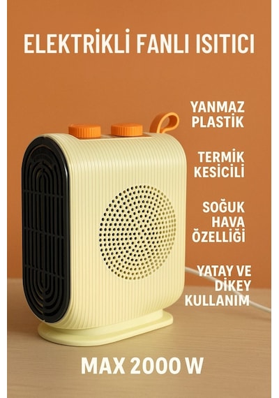 Begin Power 220v-240v Termostatlı Elektrikli Fanlı Isıtıcı Soba Sıcak Ve Soğuk Üfleme Kompakt Taşınabilir Isıtıcı